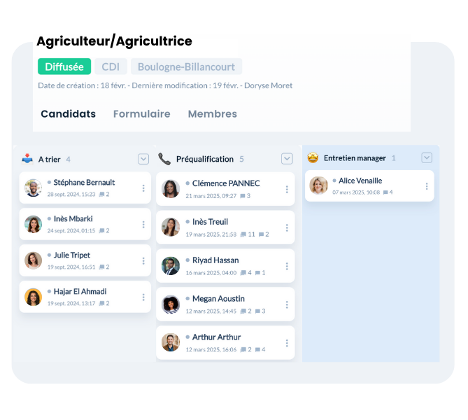 gestion candidatures - agriculture