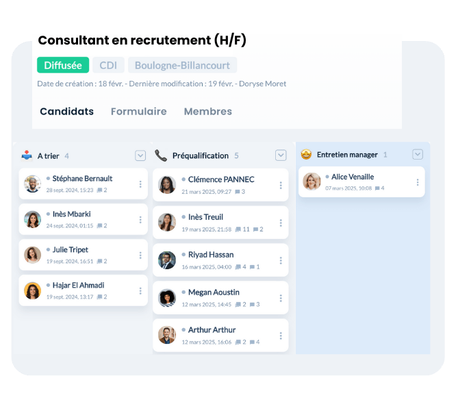 gestion candidatures - cabinets de recrutement et interim