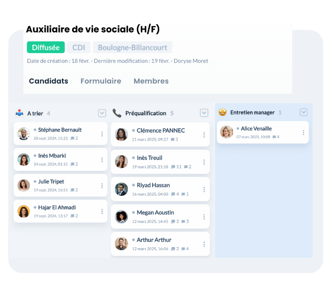 gestion candidatures services à la persoonne
